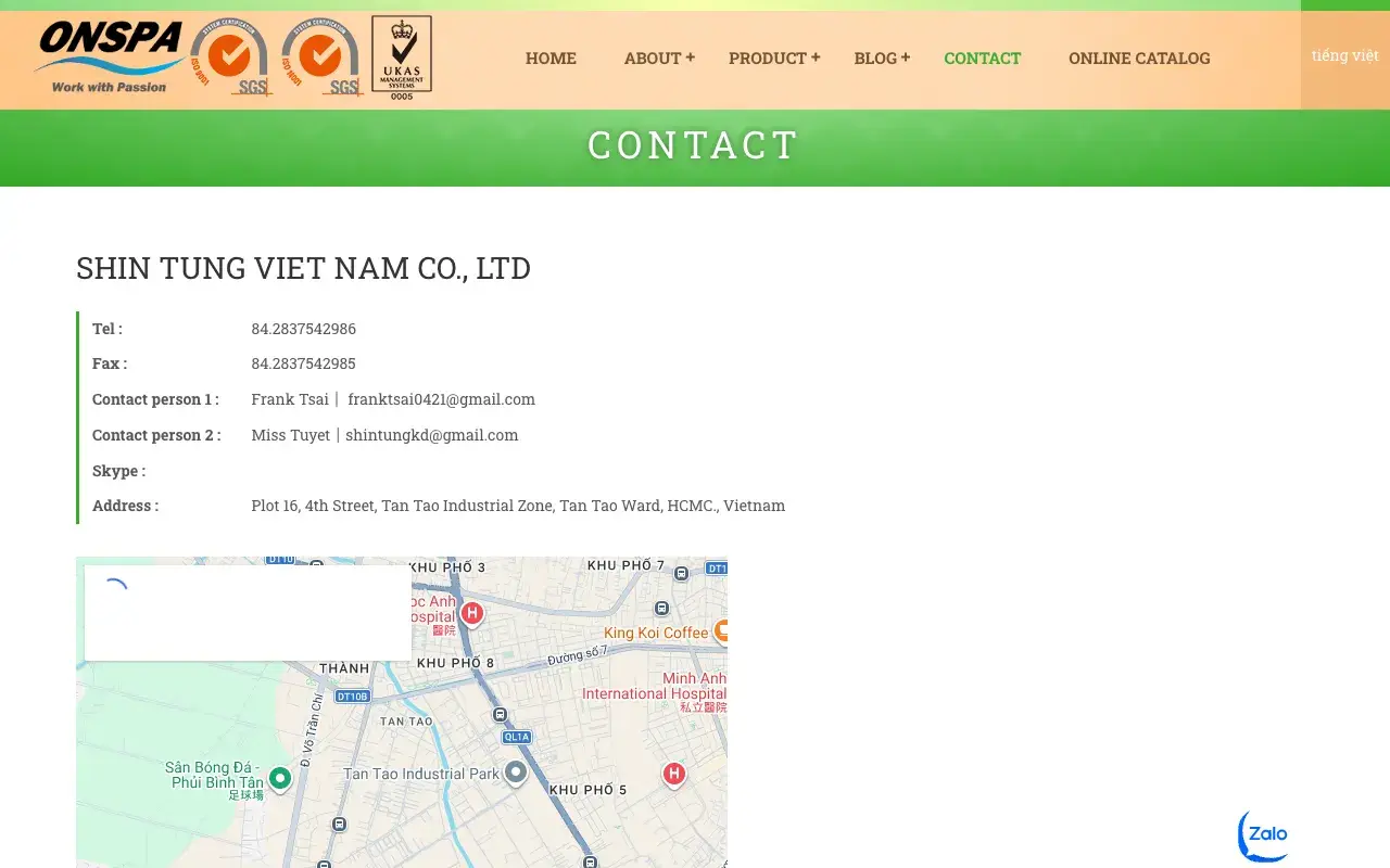 ONSPA (Shin Tung Vietnam Co., Ltd.)－CONTACT