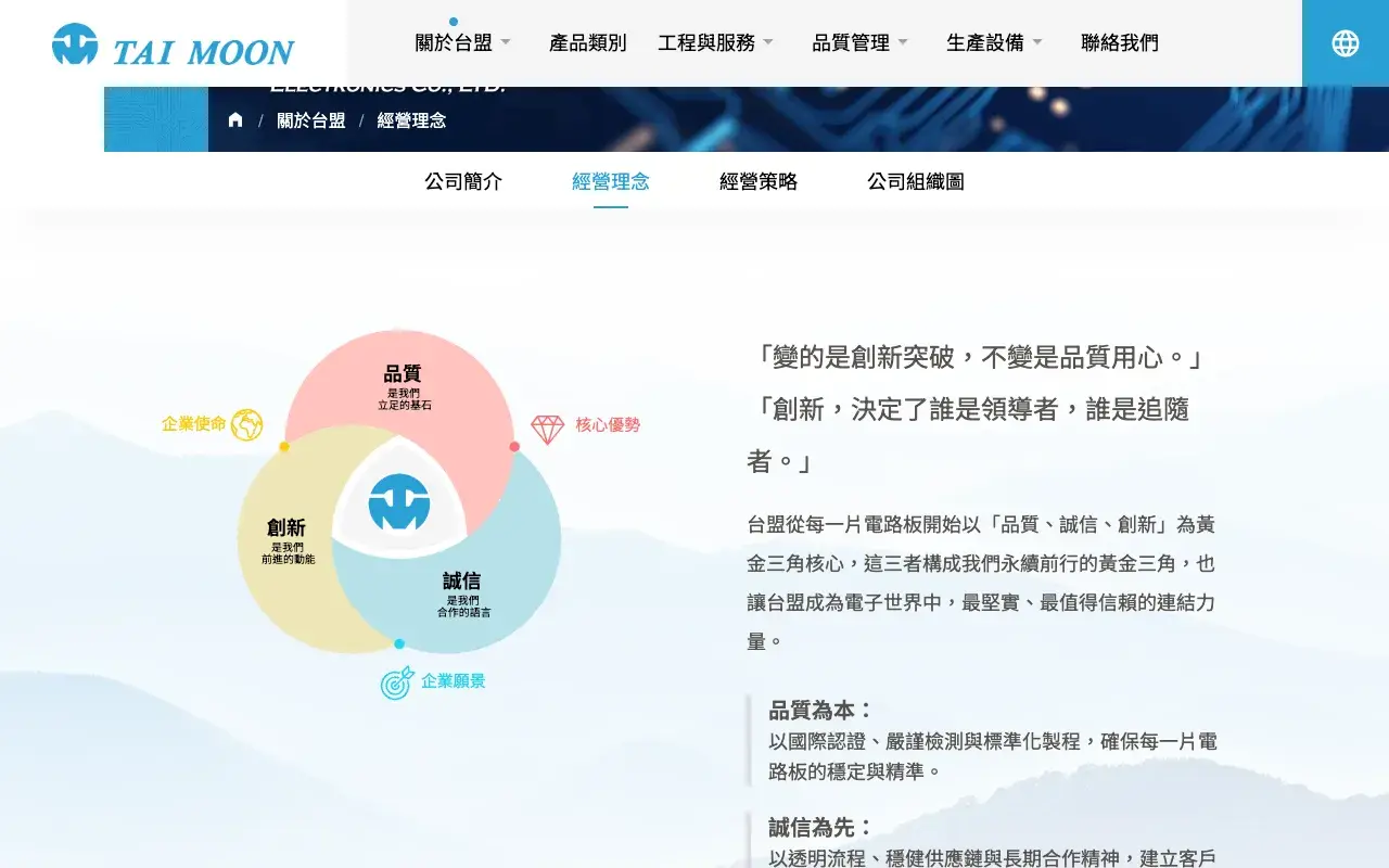 台盟電子股份有限公司－經營理念
